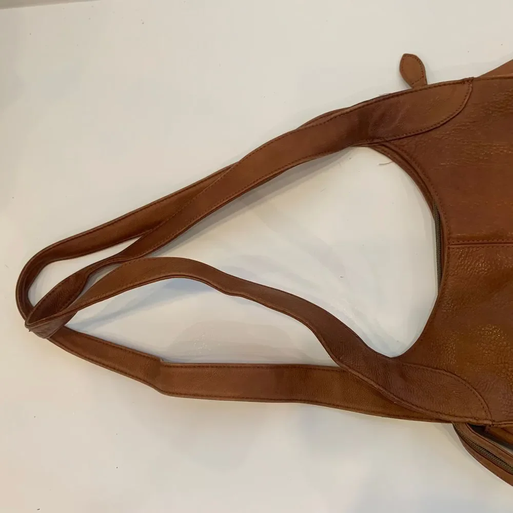 EUC Fossil Vintage Brown Leather Hobo Shoulder Bag‎ with Multiple Pockets